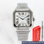 TW Factory Replica Cartier Santos Large Model Silvered Opaline Dial Men's Watch